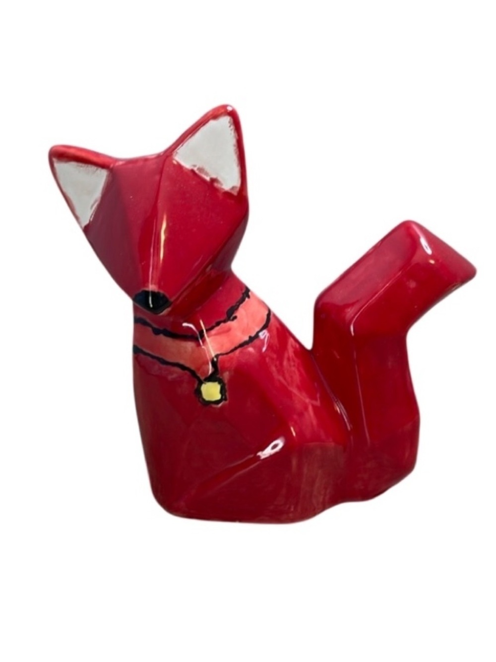 HAND Painted Red Ceramic Fox Figurine